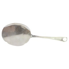 Silver ice cream scoop with smooth shell and crimped handle reliefs