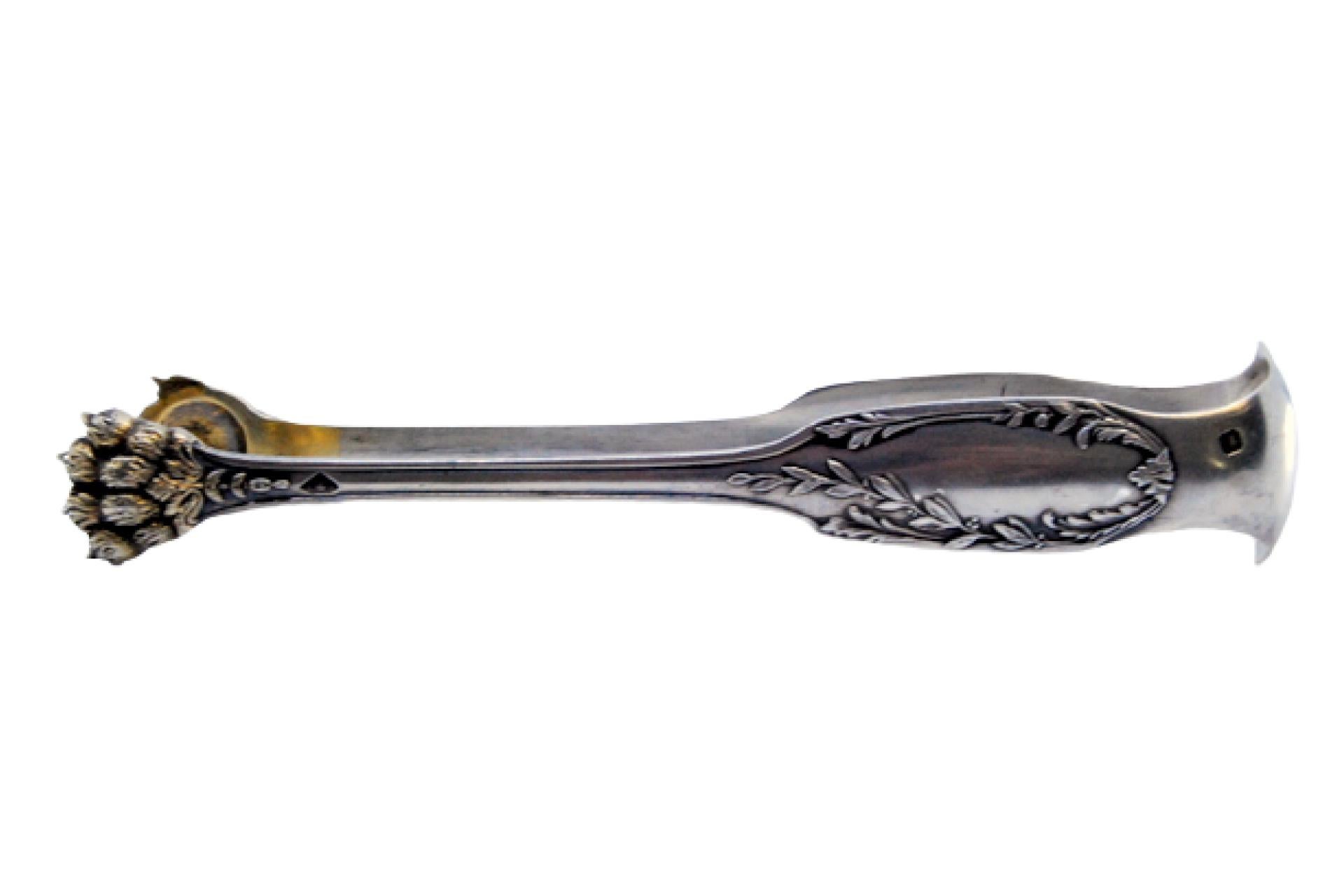 Silver ice tongs in the shape of claws