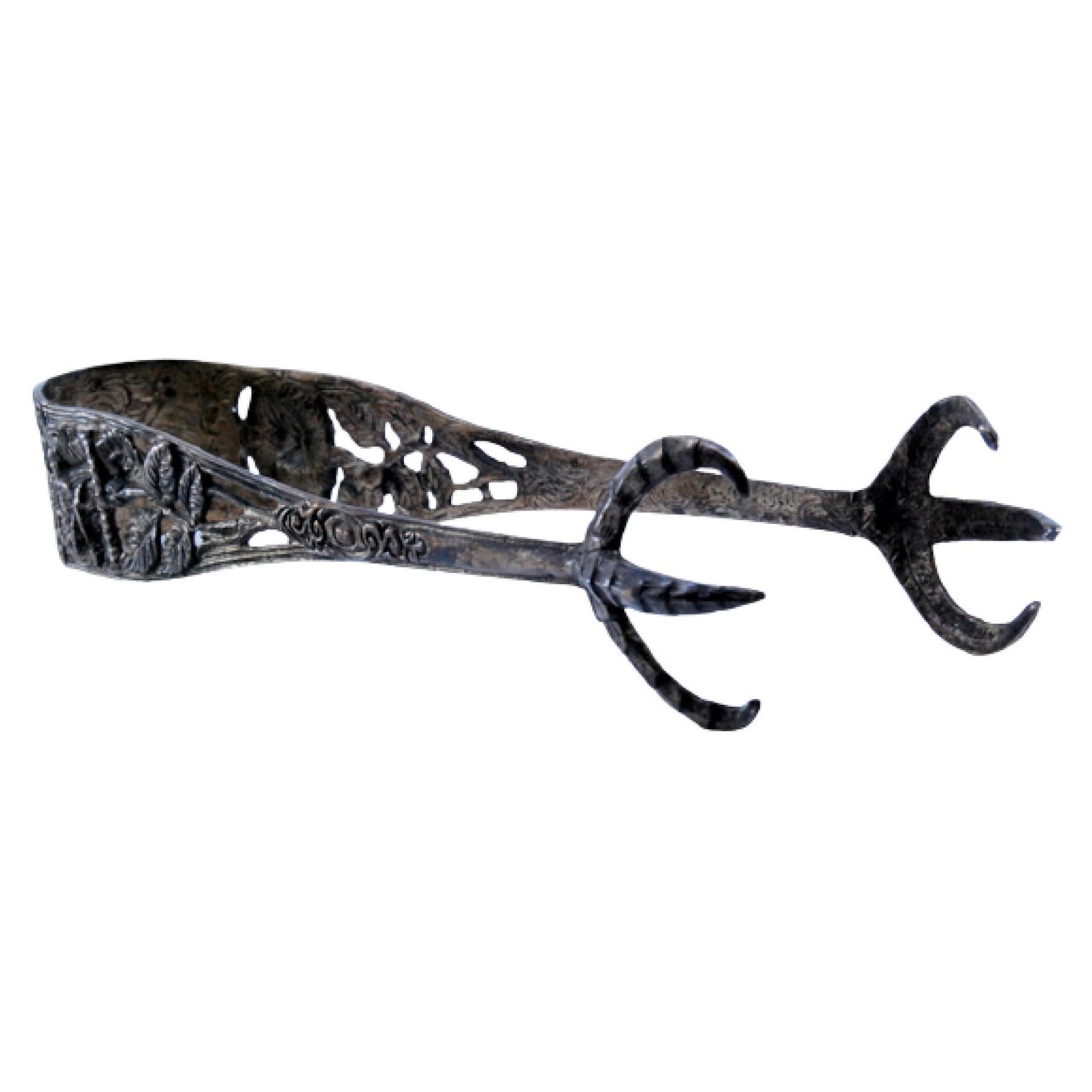 Silver ice tongs with claw-shaped tongs in vendita