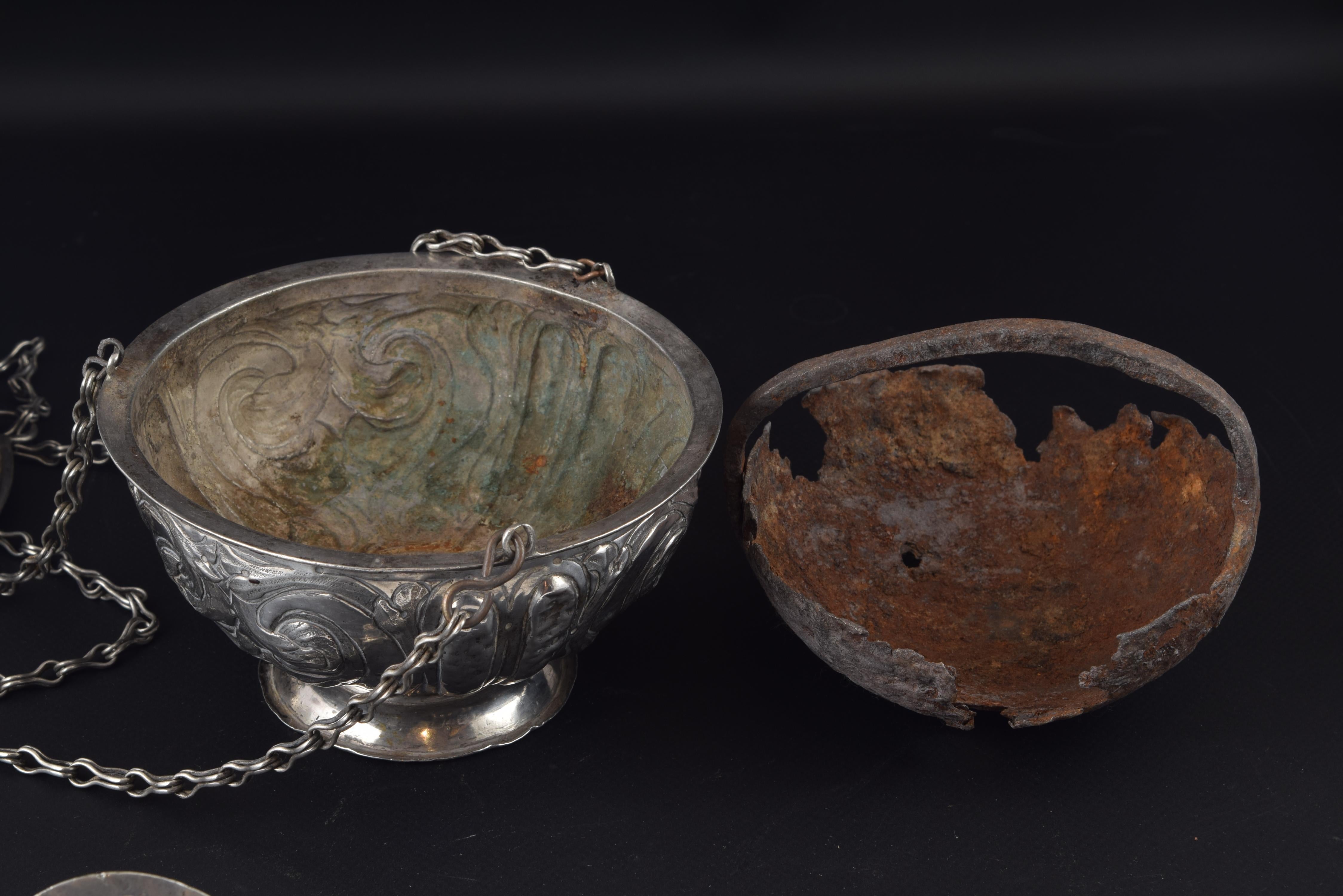 antique silver incense burner