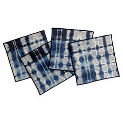 Servilletas de cóctel Rizo Plata y Añil, set de cuatro