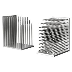 Sujetalibros modernista industrial plateado de aluminio y caucho "El color del aire"