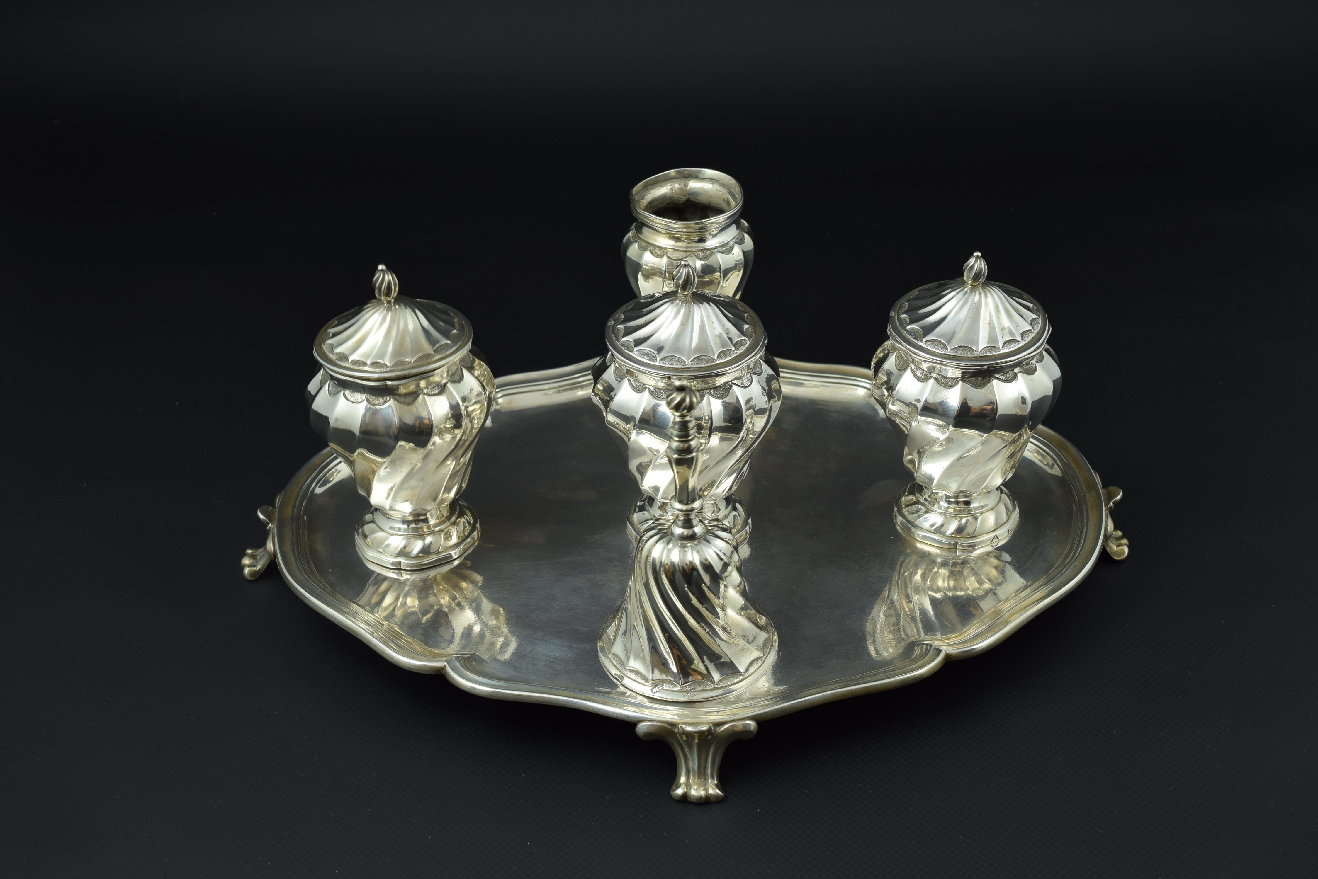 Spanish Silver Inkstand, with Hallmarks, Madrid, Spain, 1779 For Sale