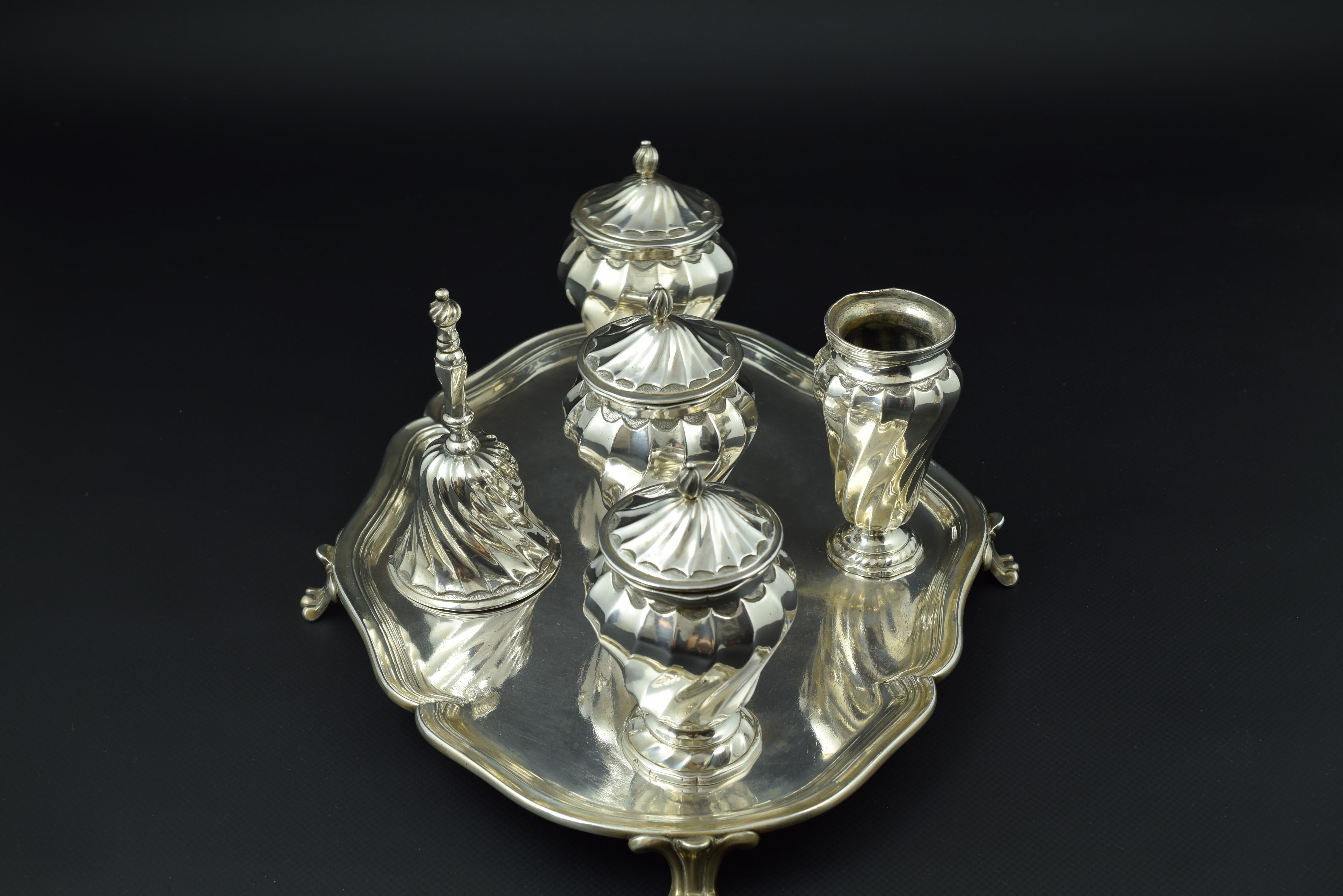 Late 18th Century Silver Inkstand, with Hallmarks, Madrid, Spain, 1779 For Sale