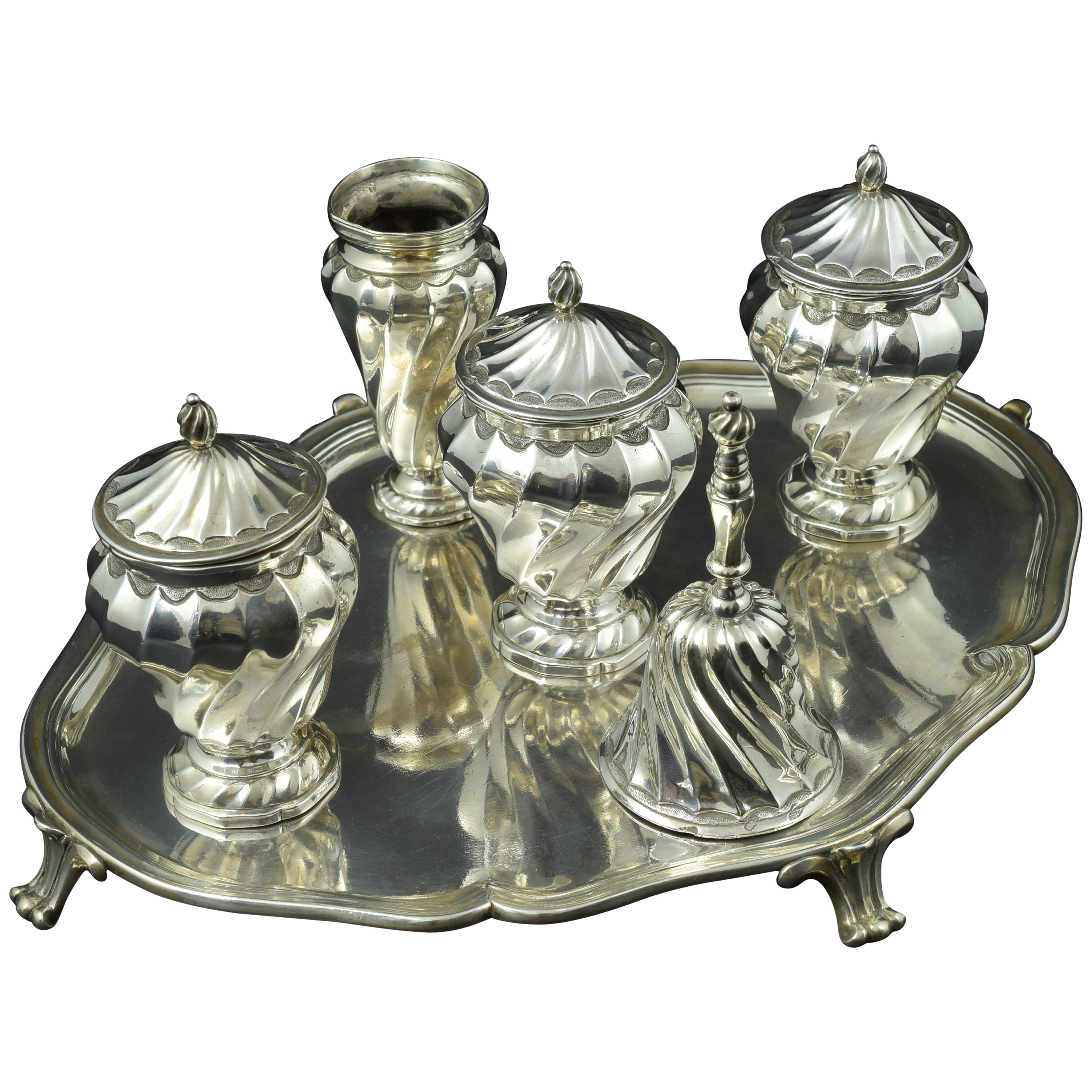 Silver Inkstand, with Hallmarks, Madrid, Spain, 1779