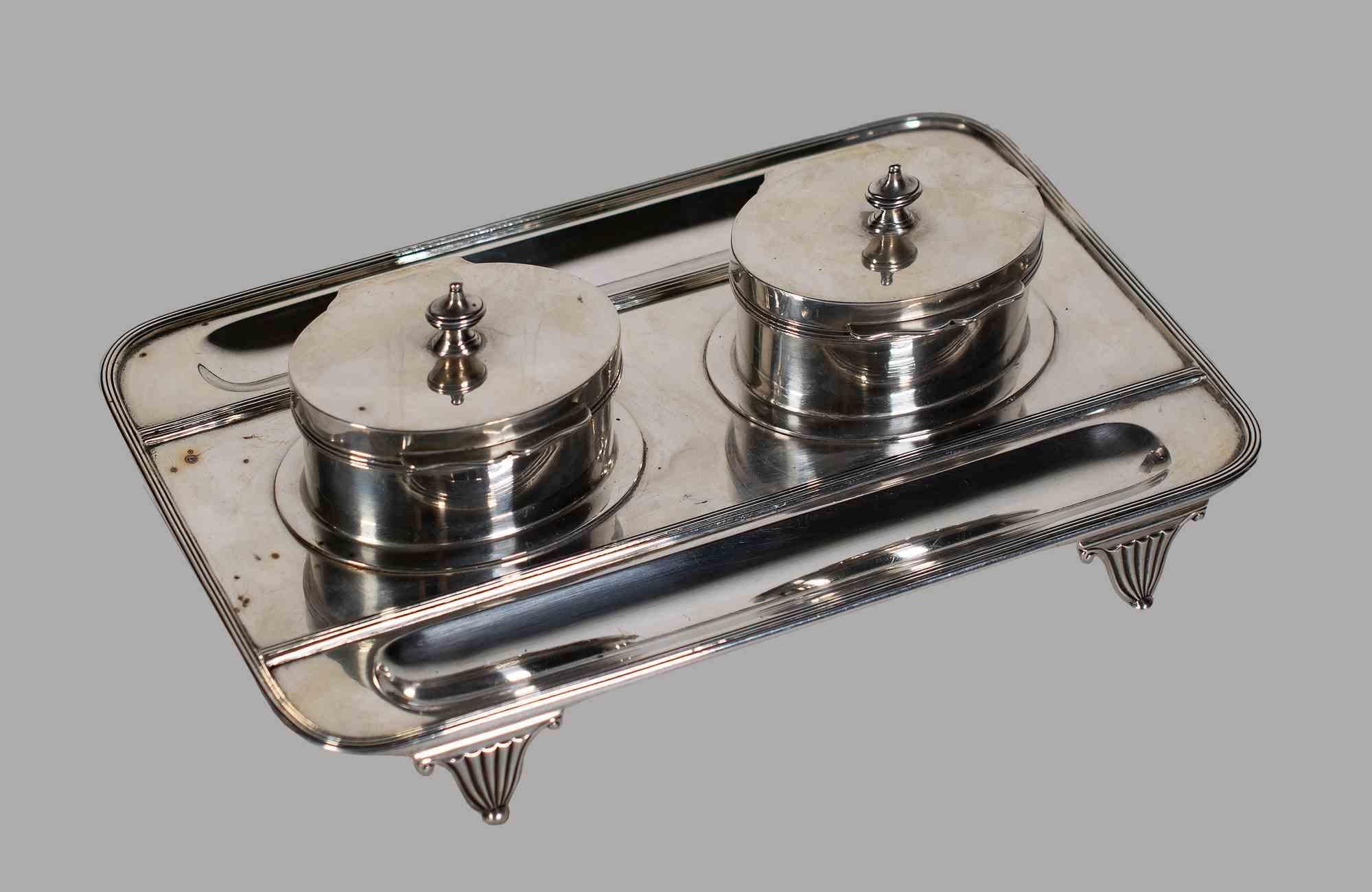 Italian Silver inkwell , Italy, Mid-20th Century For Sale