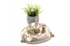 Silver inkwell with bell, inkwell and sandpit