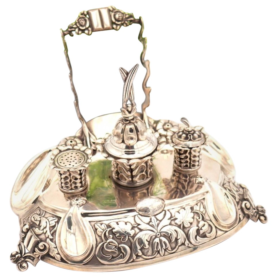 Silver inkwell with bell, inkwell and sandpit