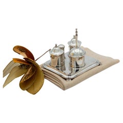 Silver inkwell with two nib holders