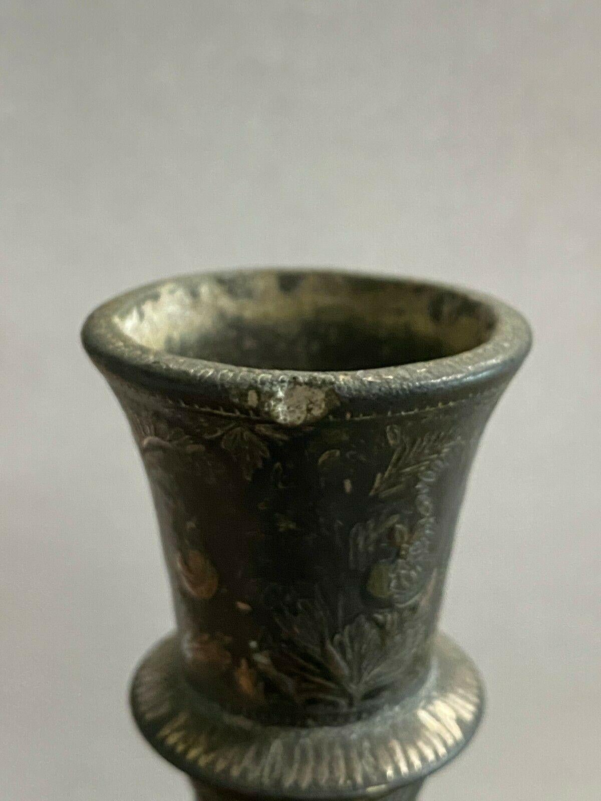 18th Century and Earlier Silver Inlaid Bidri Hookah Base Floral, 17th Century For Sale