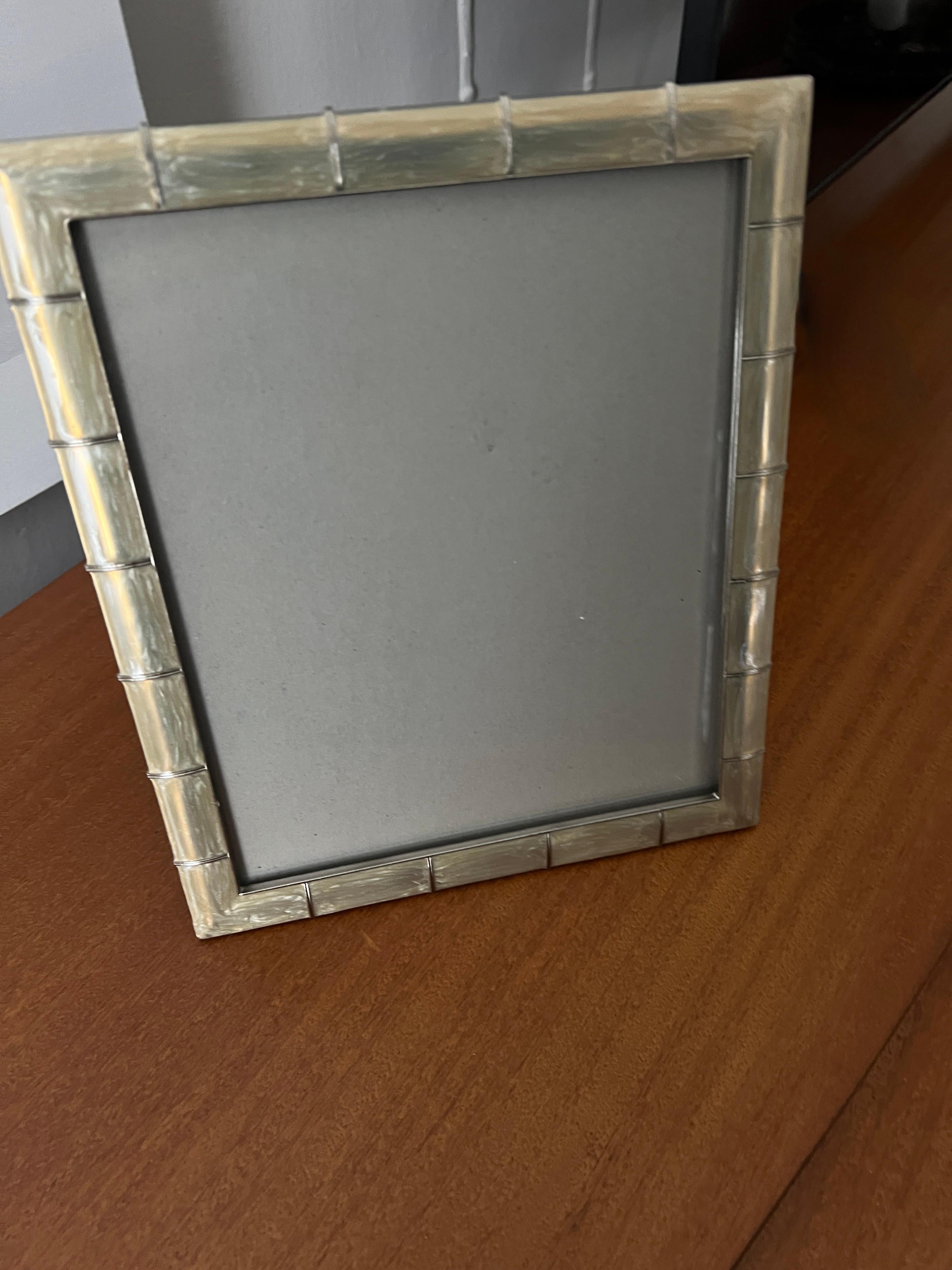 Silver Iridescent Bamboo Style 8 x 10 Picture Frame For Sale 3