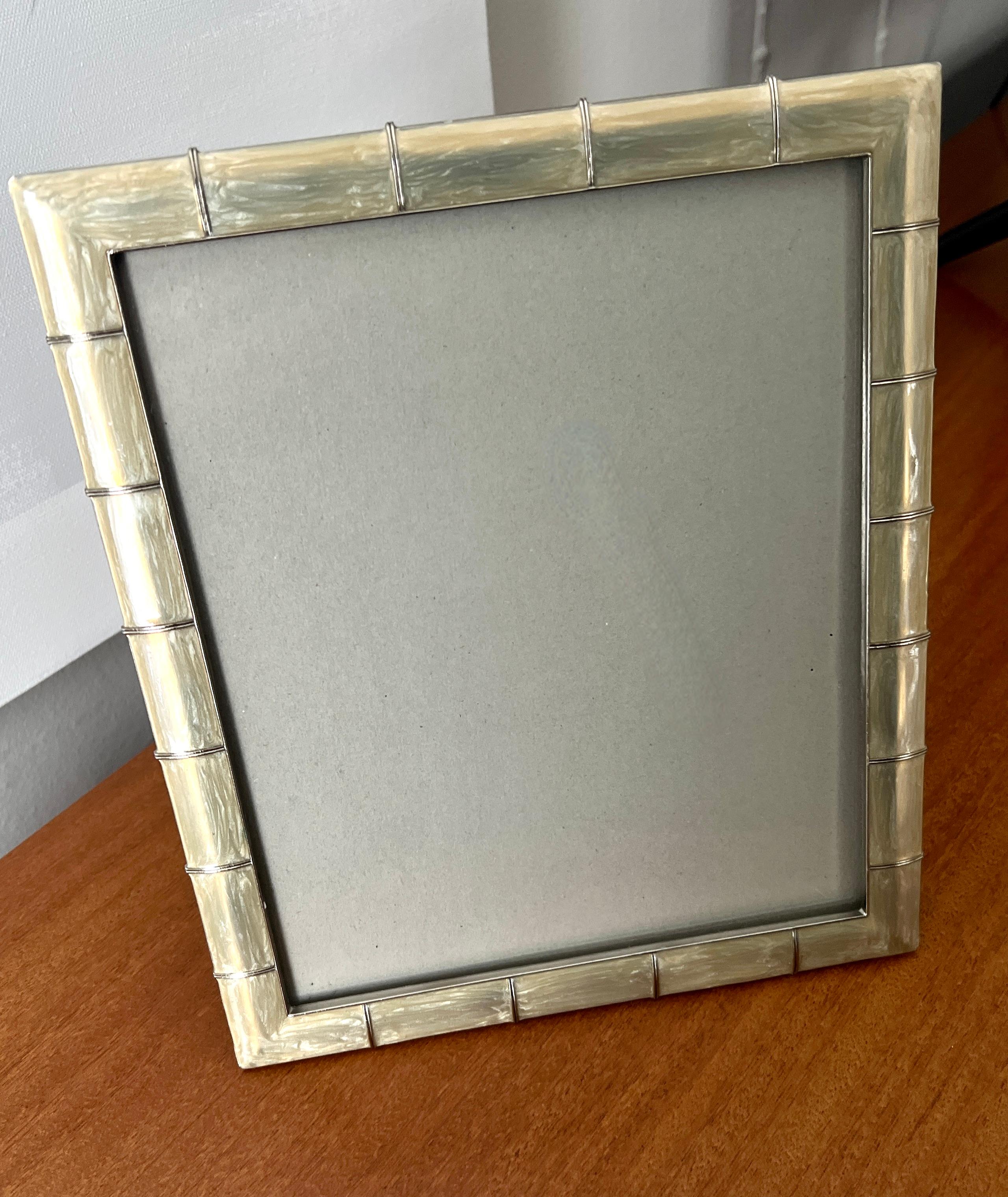 Silver Iridescent Bamboo Style 8 x 10 Picture Frame For Sale 4