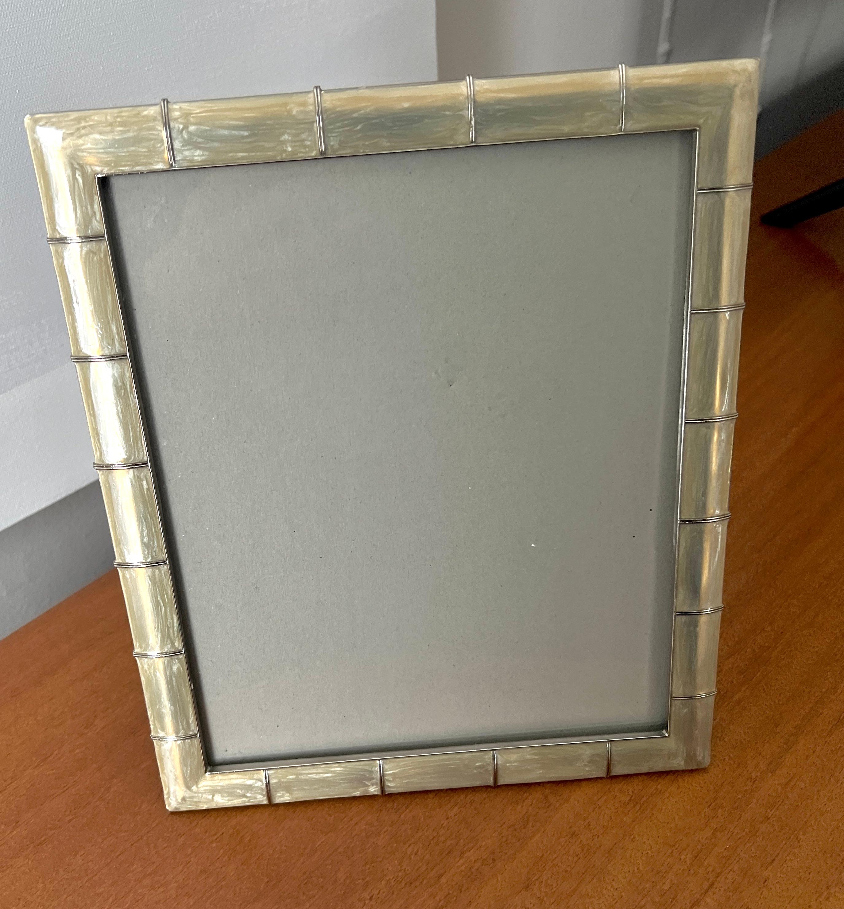 Silver Iridescent Bamboo Style 8 x 10 Picture Frame For Sale 5