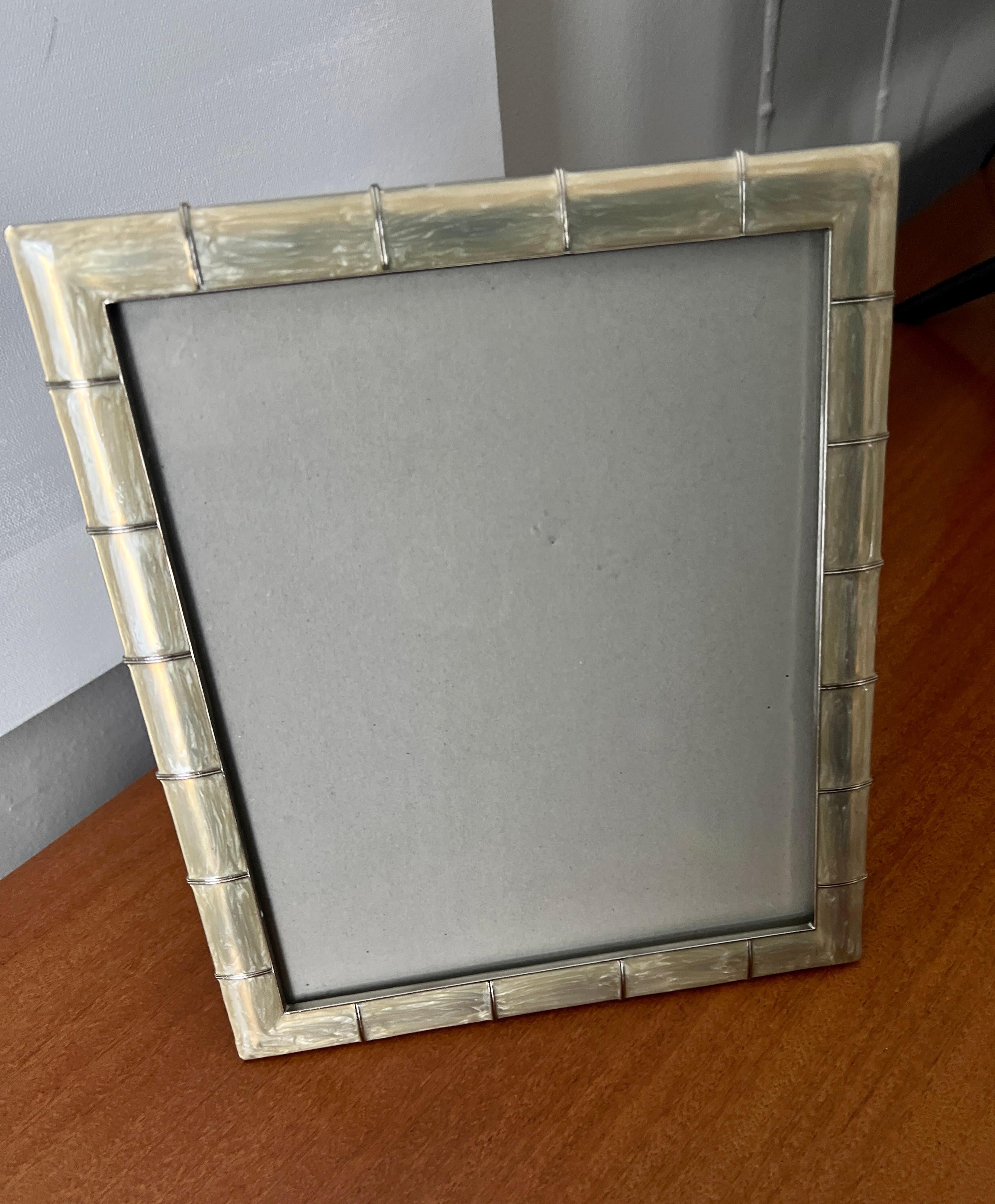 Silver Iridescent Bamboo Style 8 x 10 Picture Frame For Sale 6