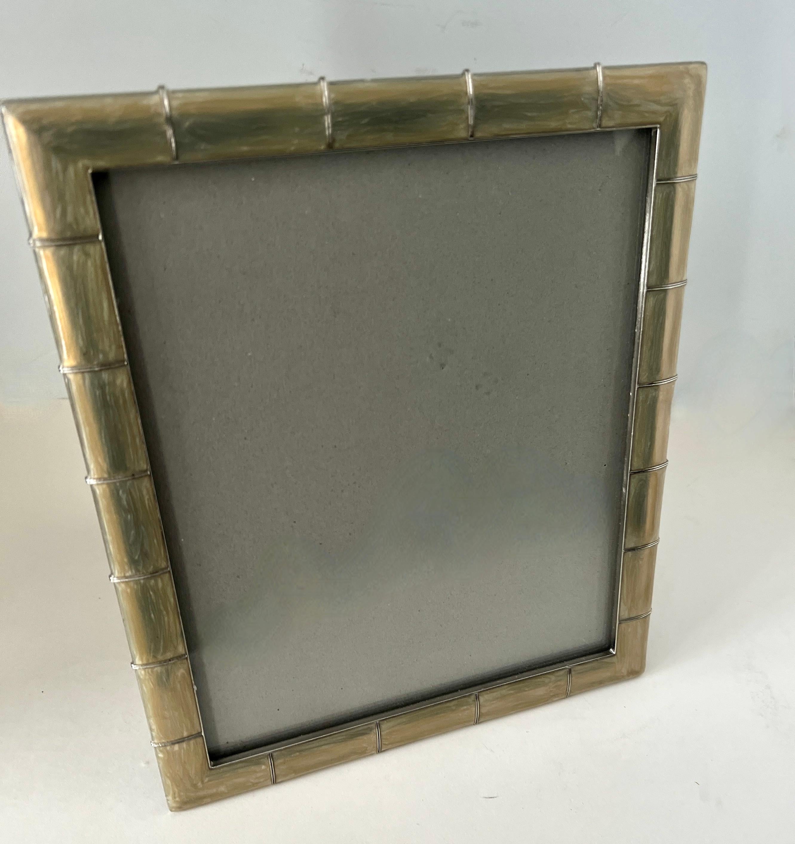 Silver Iridescent Bamboo Style 8 x 10 Picture Frame In Good Condition For Sale In Los Angeles, CA