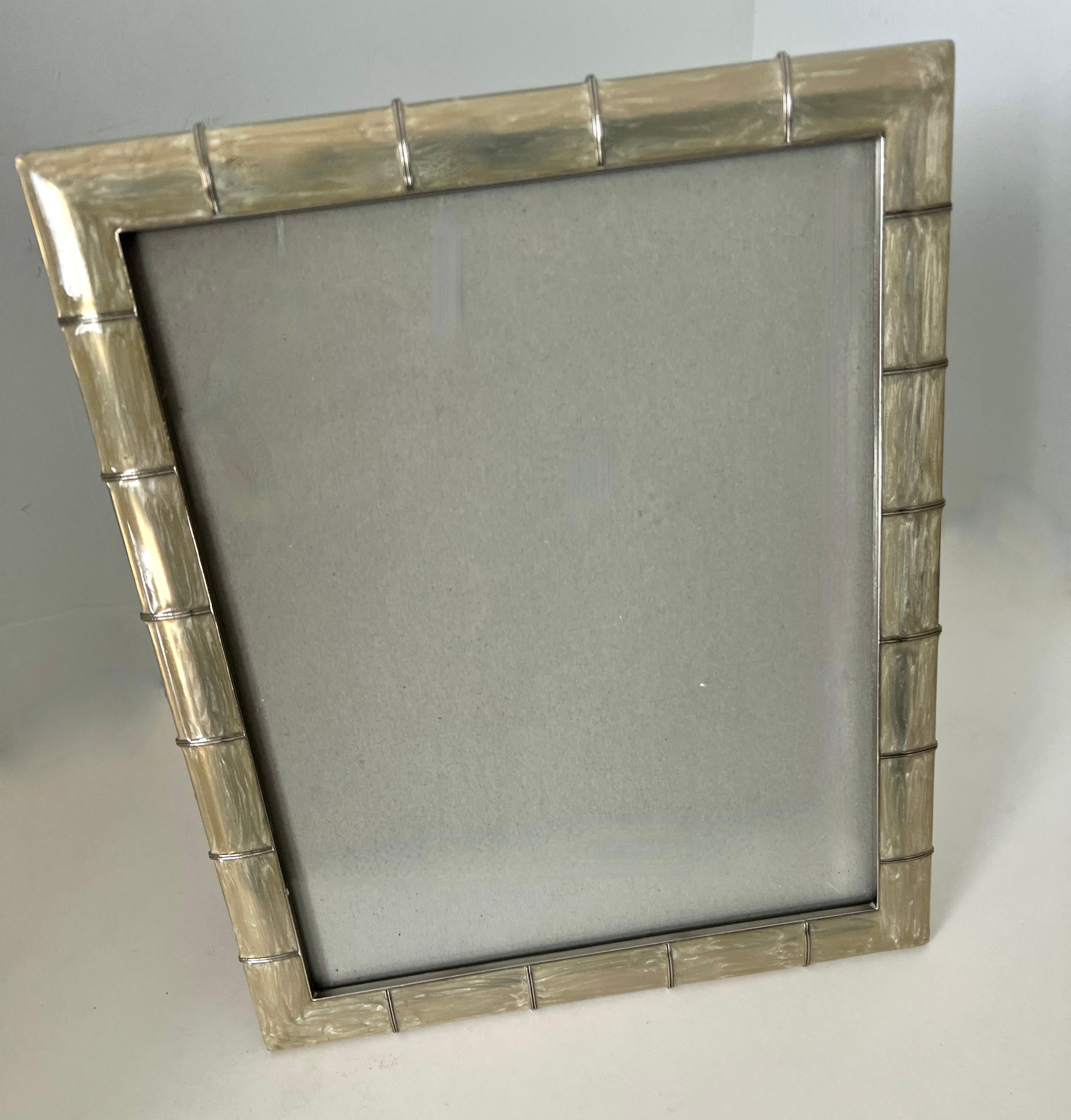 Silver Iridescent Bamboo Style 8 x 10 Picture Frame For Sale 1