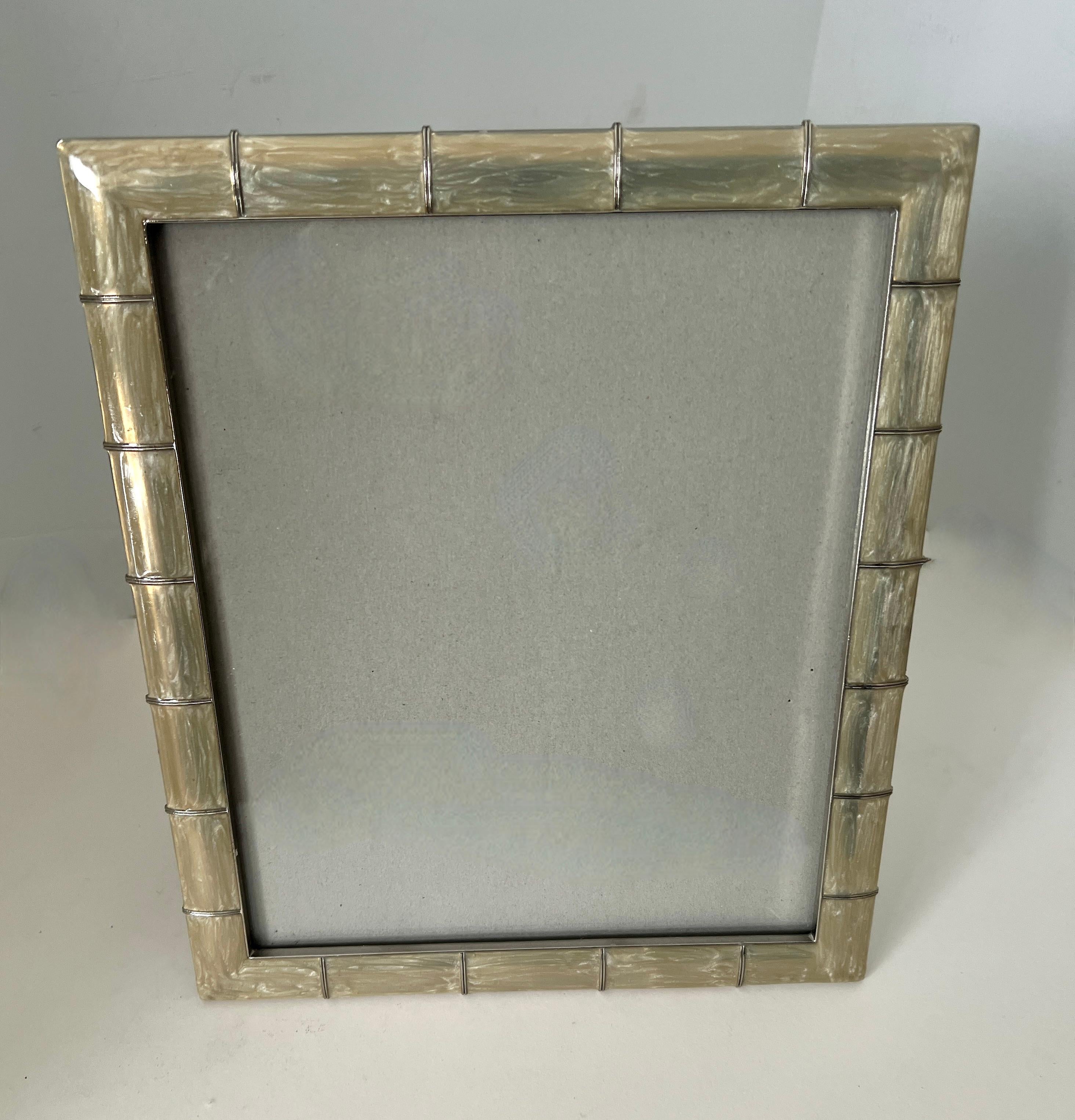 Silver Iridescent Bamboo Style 8 x 10 Picture Frame For Sale 2