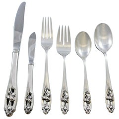 Juego de cubiertos de plata de ley Silver Iris by International Sterling para 6 Servicio 36 piezas