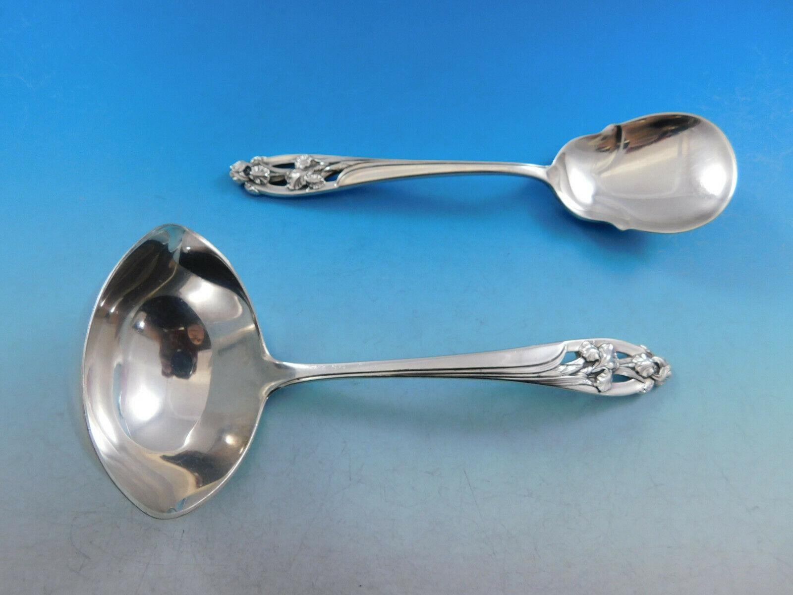 Silver Iris by International Sterling Set di posate in argento per 8 persone 39 pezzi in vendita 3