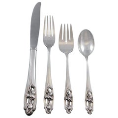 Juego de Cubiertos de Plata de Ley Iris by International Sterling para 8 Servicio 39 Piezas