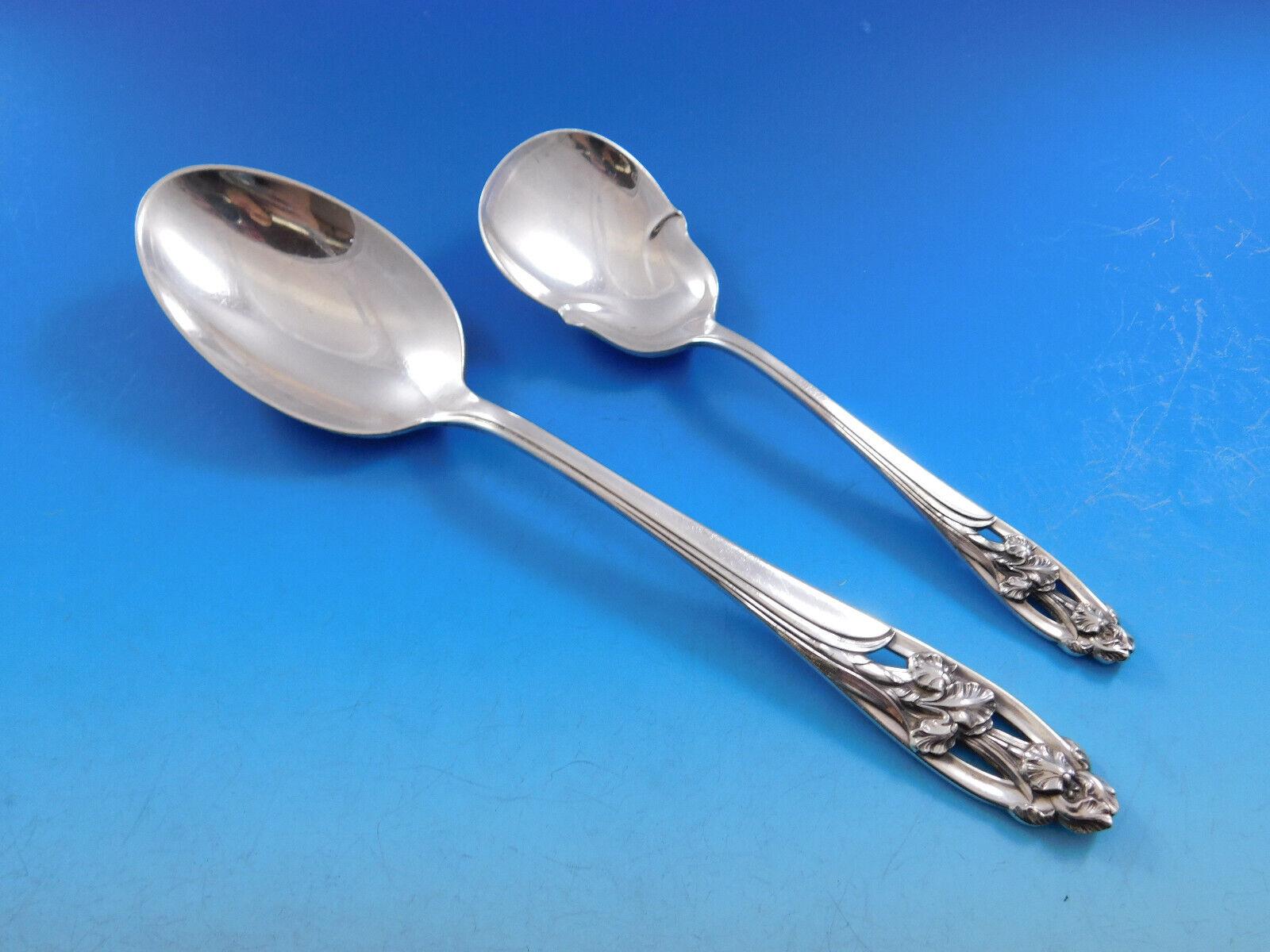 Silver Iris by International Sterling Silver Flatware Set for 8 Service 43 pcs For Sale 2