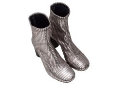 Silver Isabel Marant Striped Metallic Sock Boots