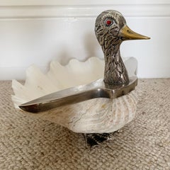 Silver Italian Clam Shell Duck by Gabriella Binazzi, Italy 1970's