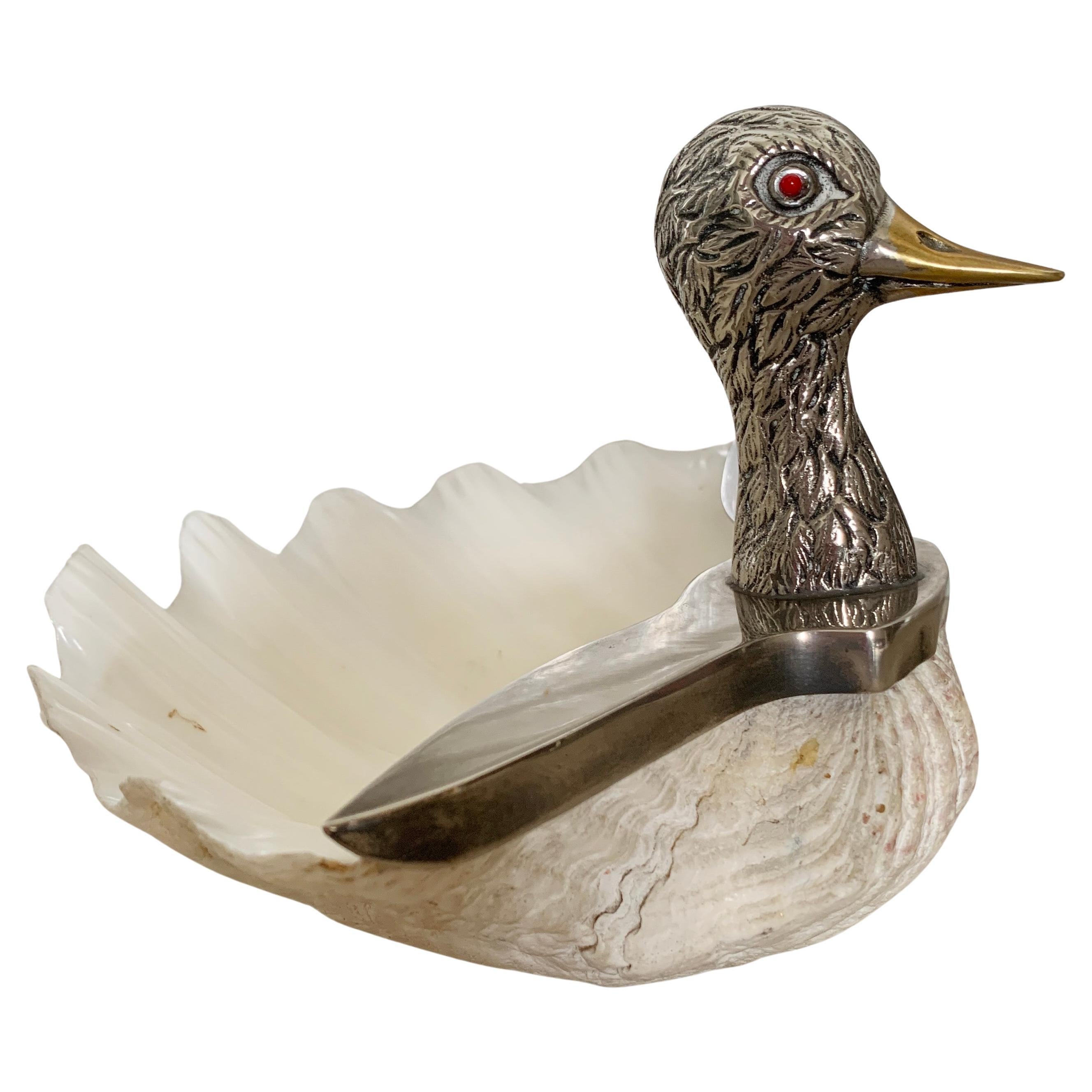 Silver Italian Clam Shell Duck by Gabriella Binazzi, Italy 1970
s For Sale