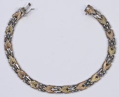 Silver Italy Gold Wash Three Colour Chevron Chain Link Bracelet