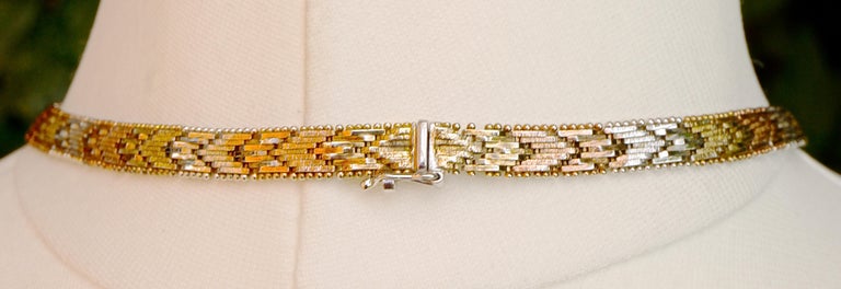 Silver Italy Gold Wash Three Colour Chevron Chain Link Necklace at ...