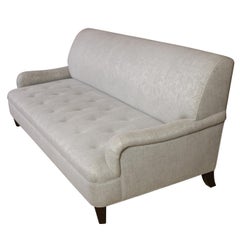 Sofá de jacquard plateado con asiento acolchado
