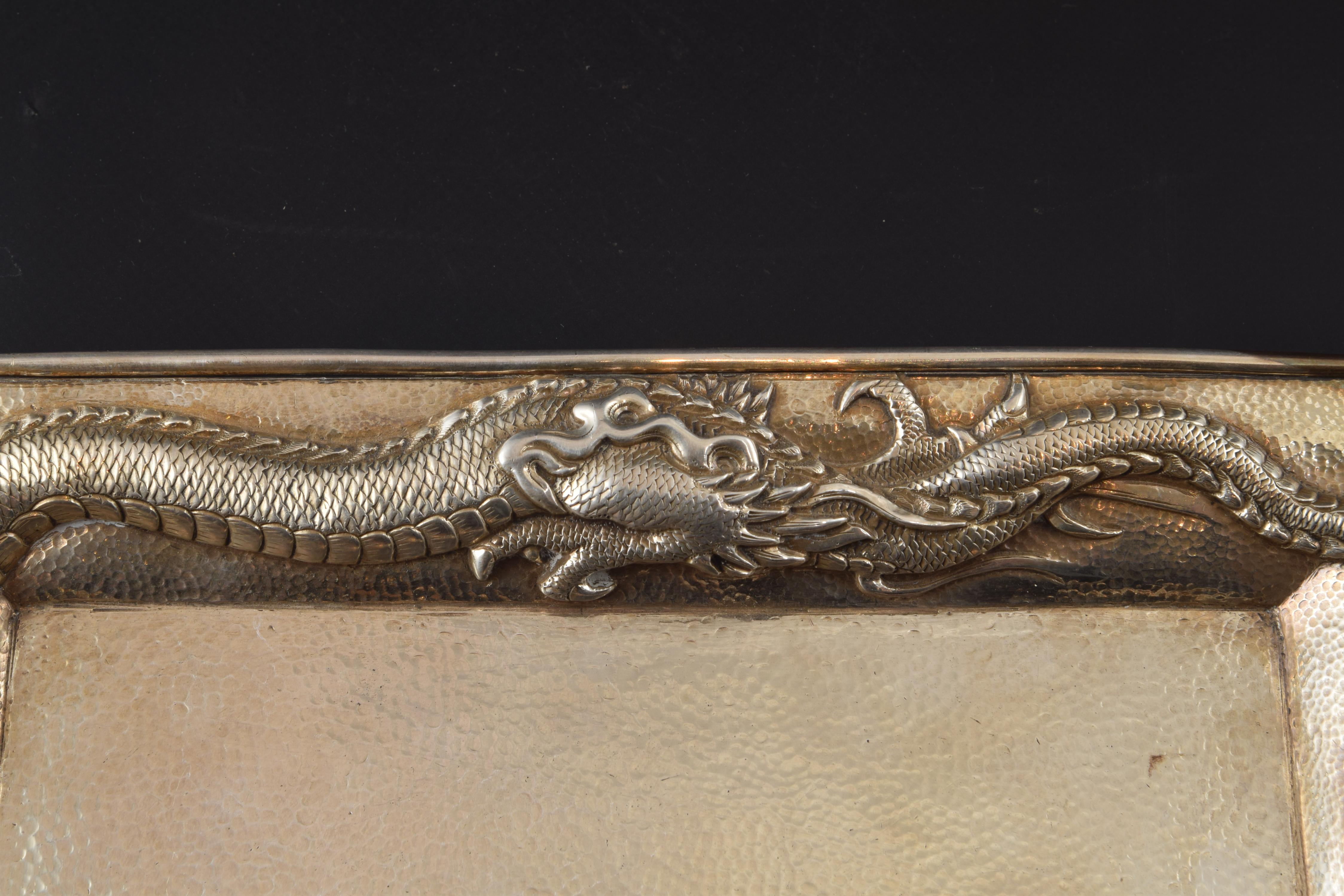 Silver Japanese Tray, with Hallmarks, 19th-20th Century 1