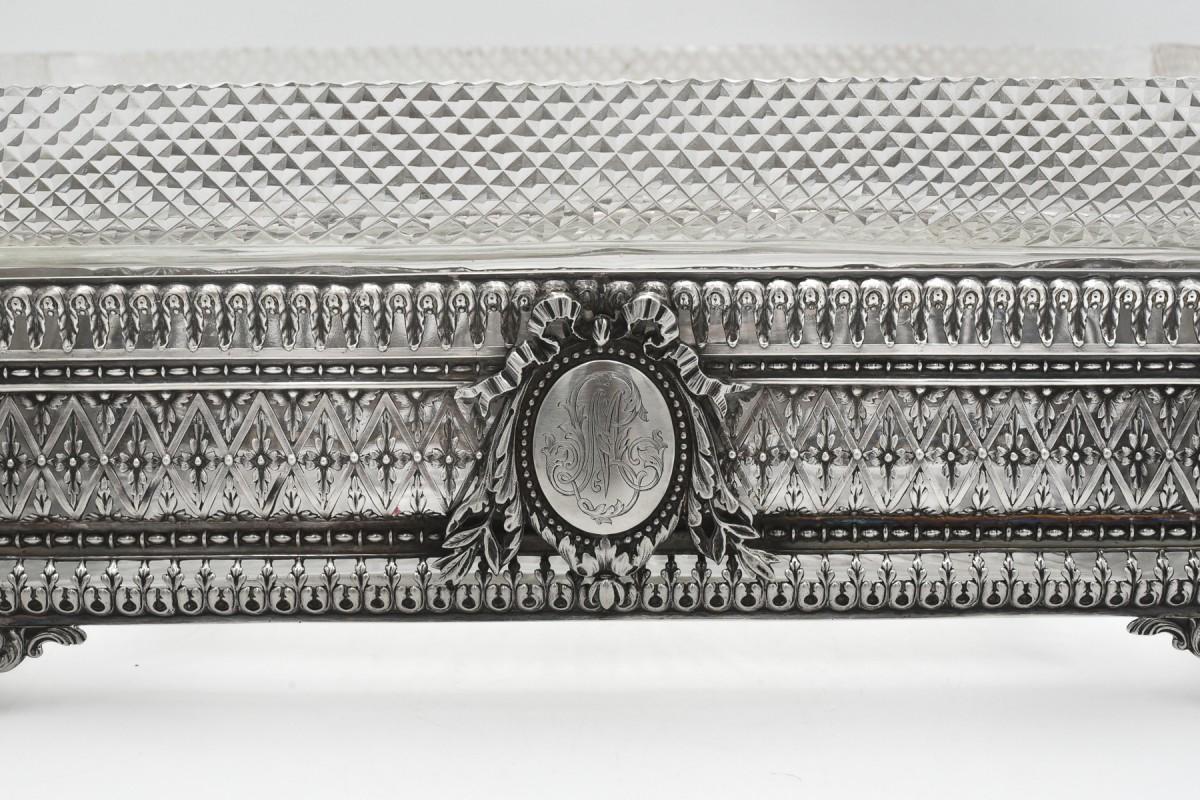 French Silver jardiniere centerpiece Minerva, France, late 19th century. For Sale