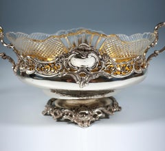 Silver Jardiniere With Artfully Cut Glass Insert, Wilkens & Sons Germany, 1894
