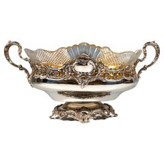 Silberne Jardiniere aus Silber mit kunstvoll geschliffenem Glaseinsatz, Wilkens & Sons Deutschland, 1894