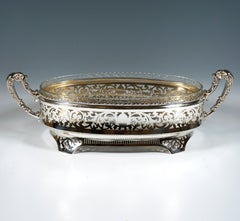 Silver Jardinière With Floral Openwork And Glass Insert, Vienna, Circa 1925