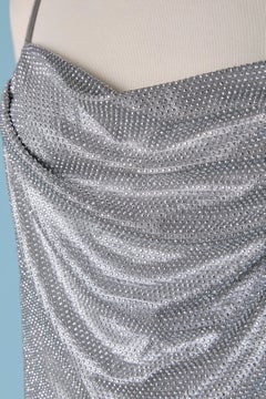 Silver jersey backless draped evening dress with rhinestone ALEXANDRE VAUTHIER