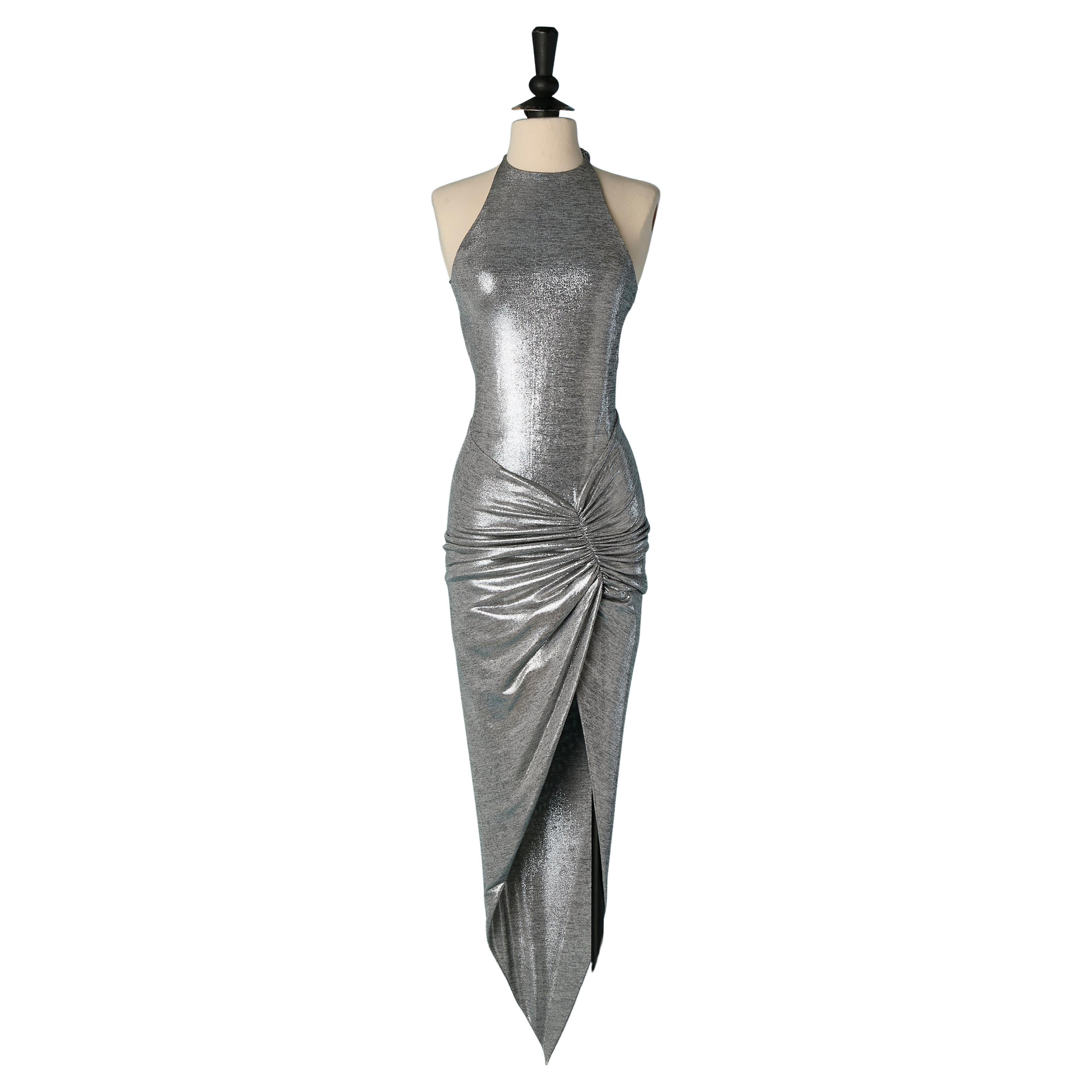 Silver jersey backless evening dress ALEXANDRE VAUTHIER
