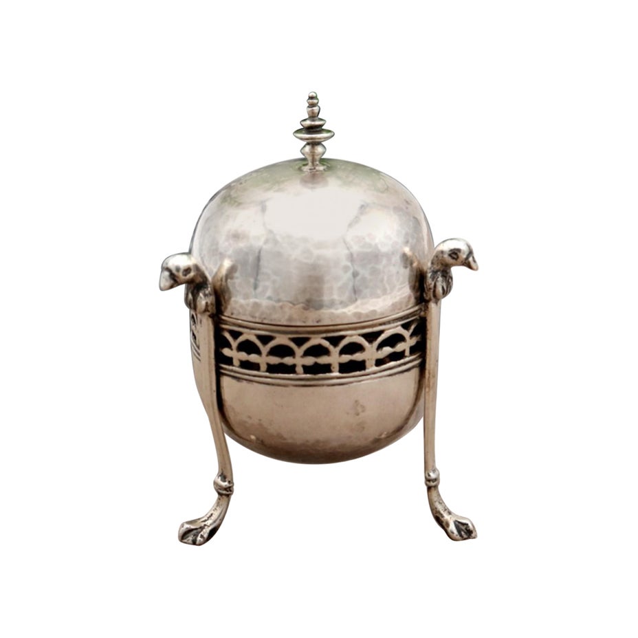 Silver jewelry box with cut-out grid For Sale