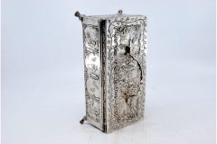 Silver jewelry box with engraving revealed in an idyllic moment