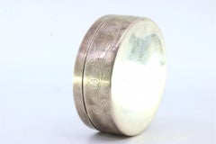 Silver jewelry box with engravings and enameled antique lady on lid