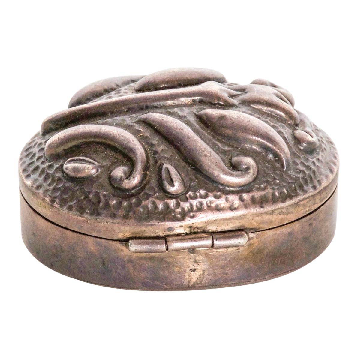 Silver Jewelry Small Oval Box, Taxco Mexico .925