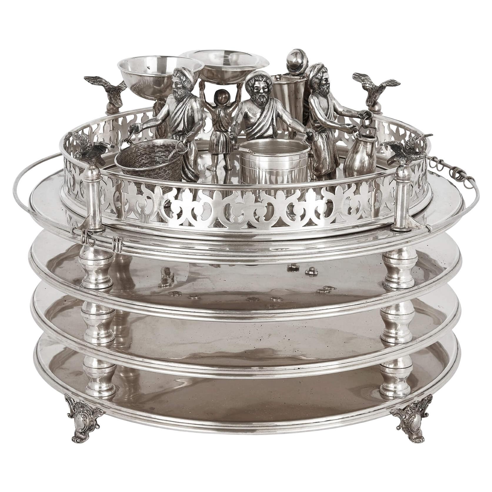 Silver Jewish Multi-Tiered Passover Seder Tray For Sale