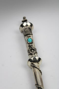 Silver Jewish Torah Pointer Yad Turquoise stone St Petersburg 1844 Russia