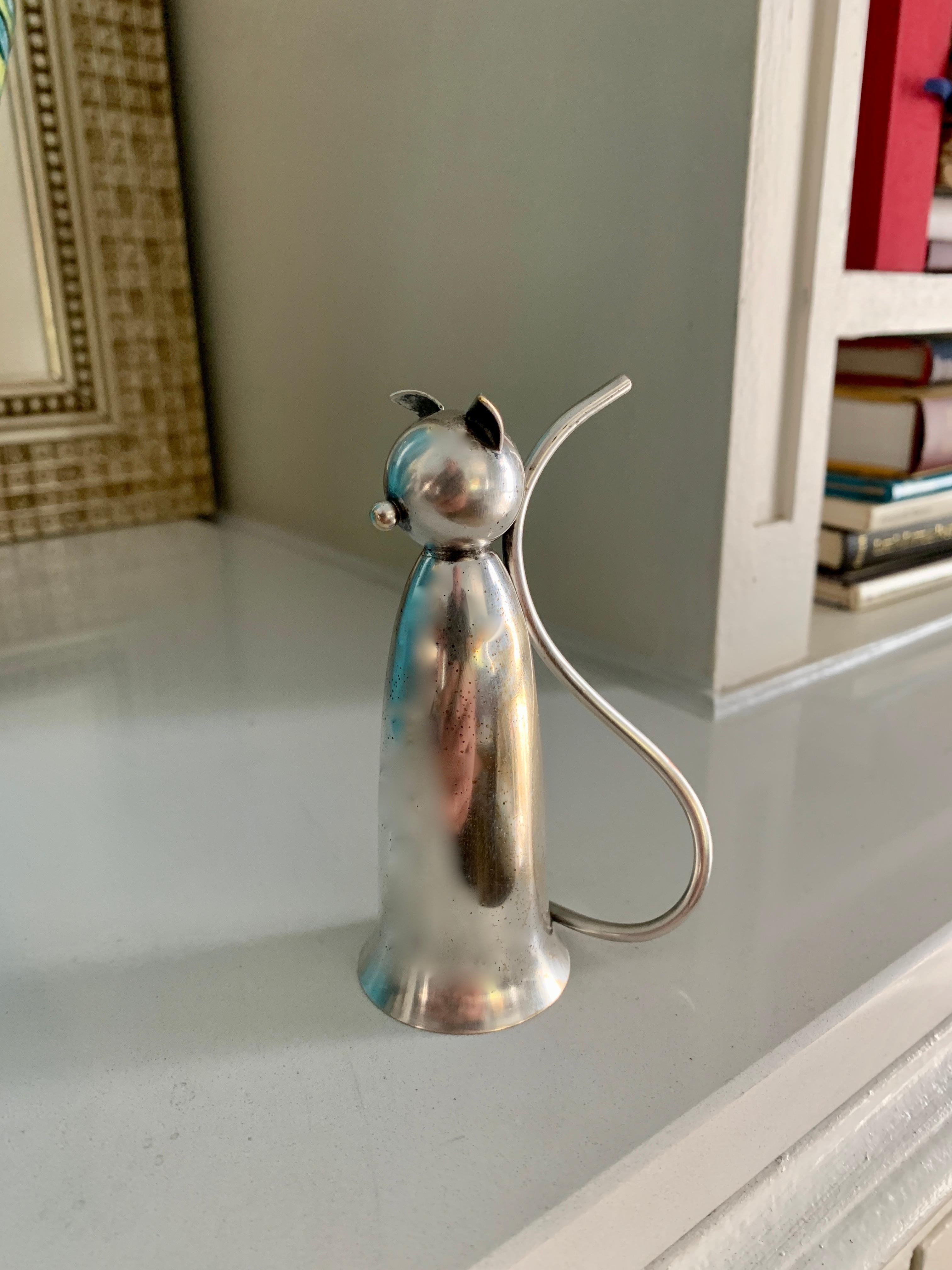 20th Century Silver Jigger in the Shape of a Cat For Sale