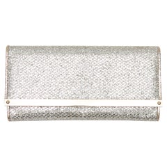 Pochette Jimmy Choo metallizzata e glitterata in argento