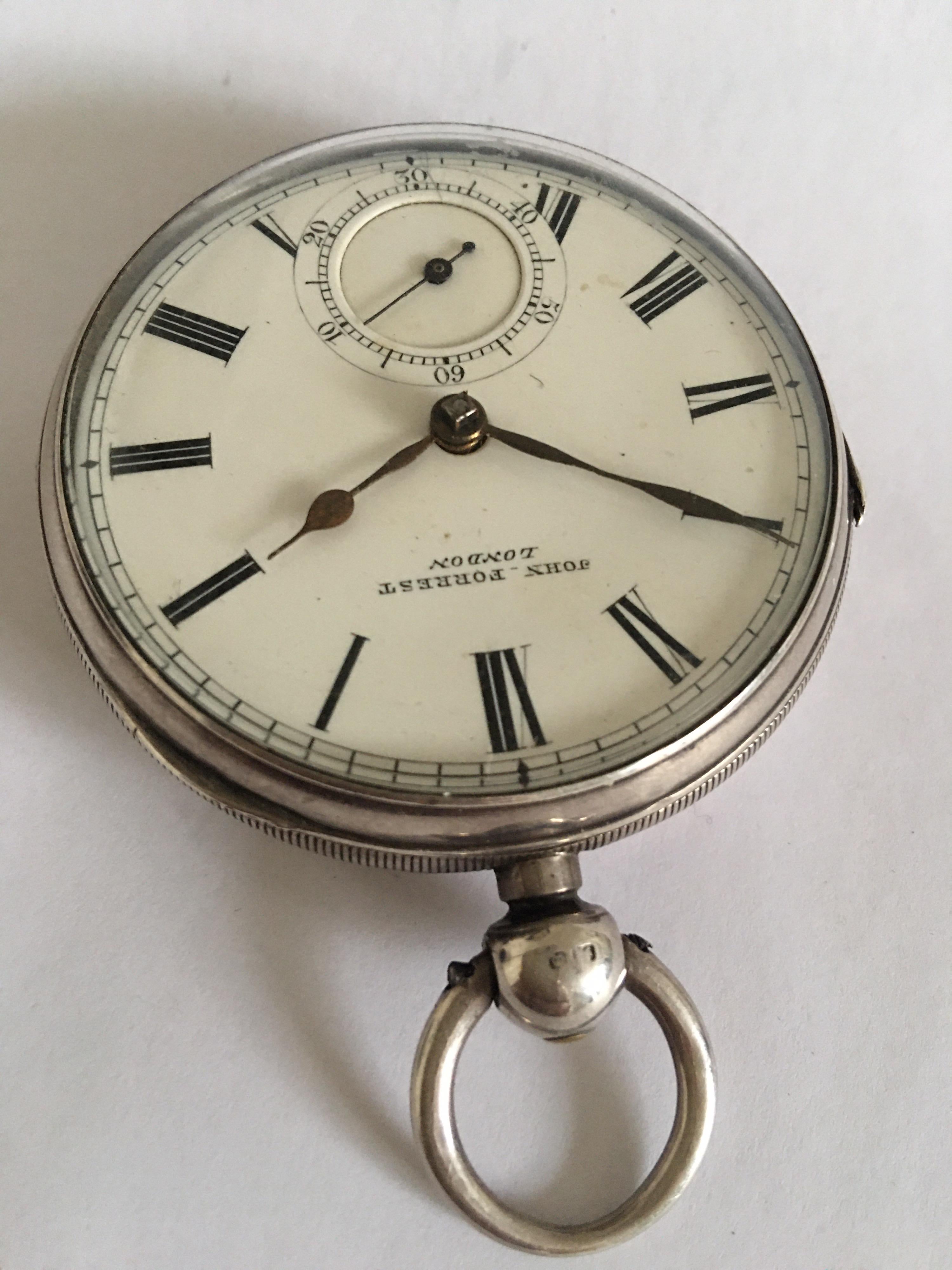 Silver John Forrest London Key-Wind Pocket Watch, circa 1880 9