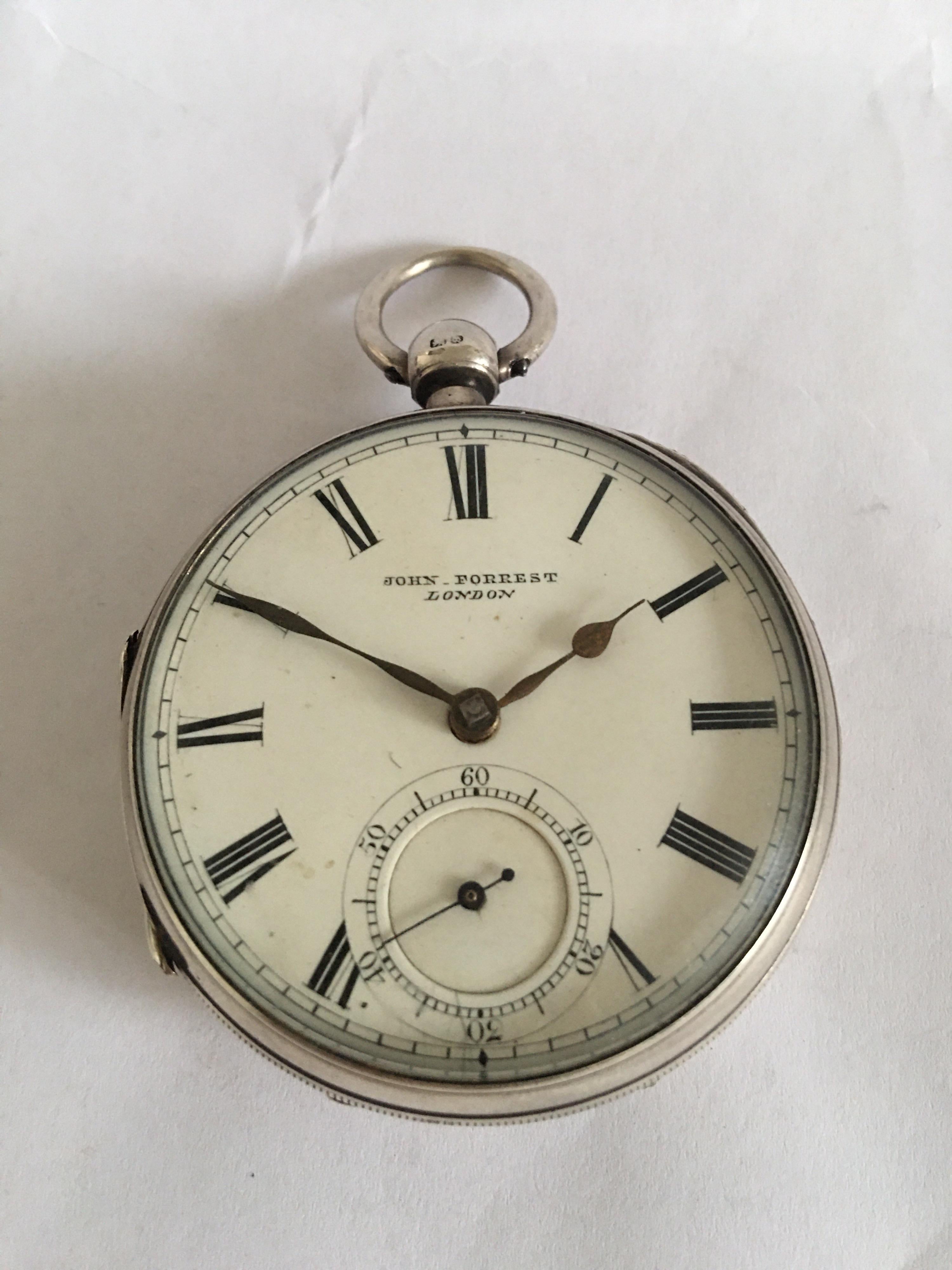 Silver John Forrest London Key-Wind Pocket Watch, circa 1880 10