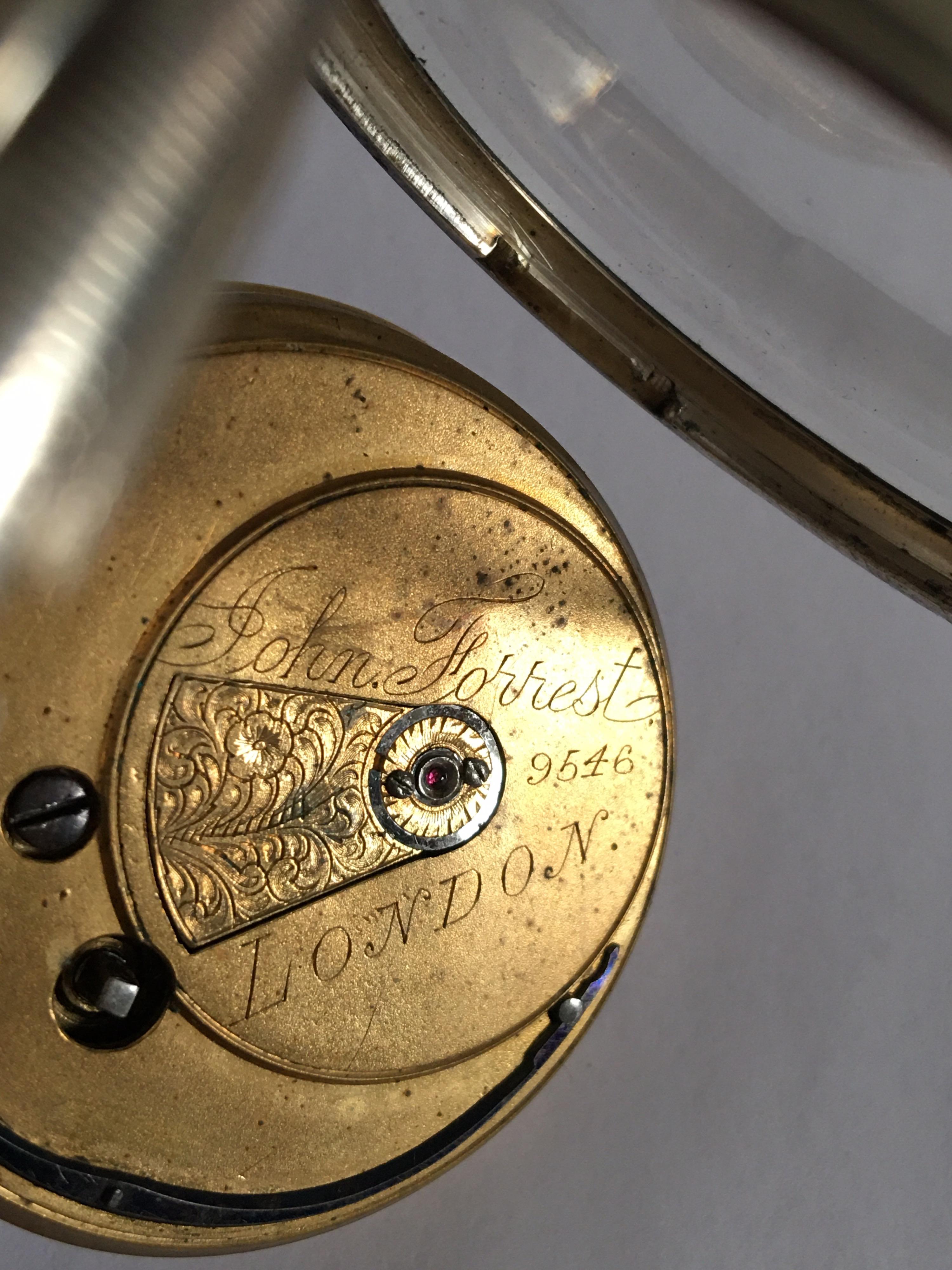 Silver John Forrest London Key-Wind Pocket Watch, circa 1880 In Good Condition In Carlisle, GB
