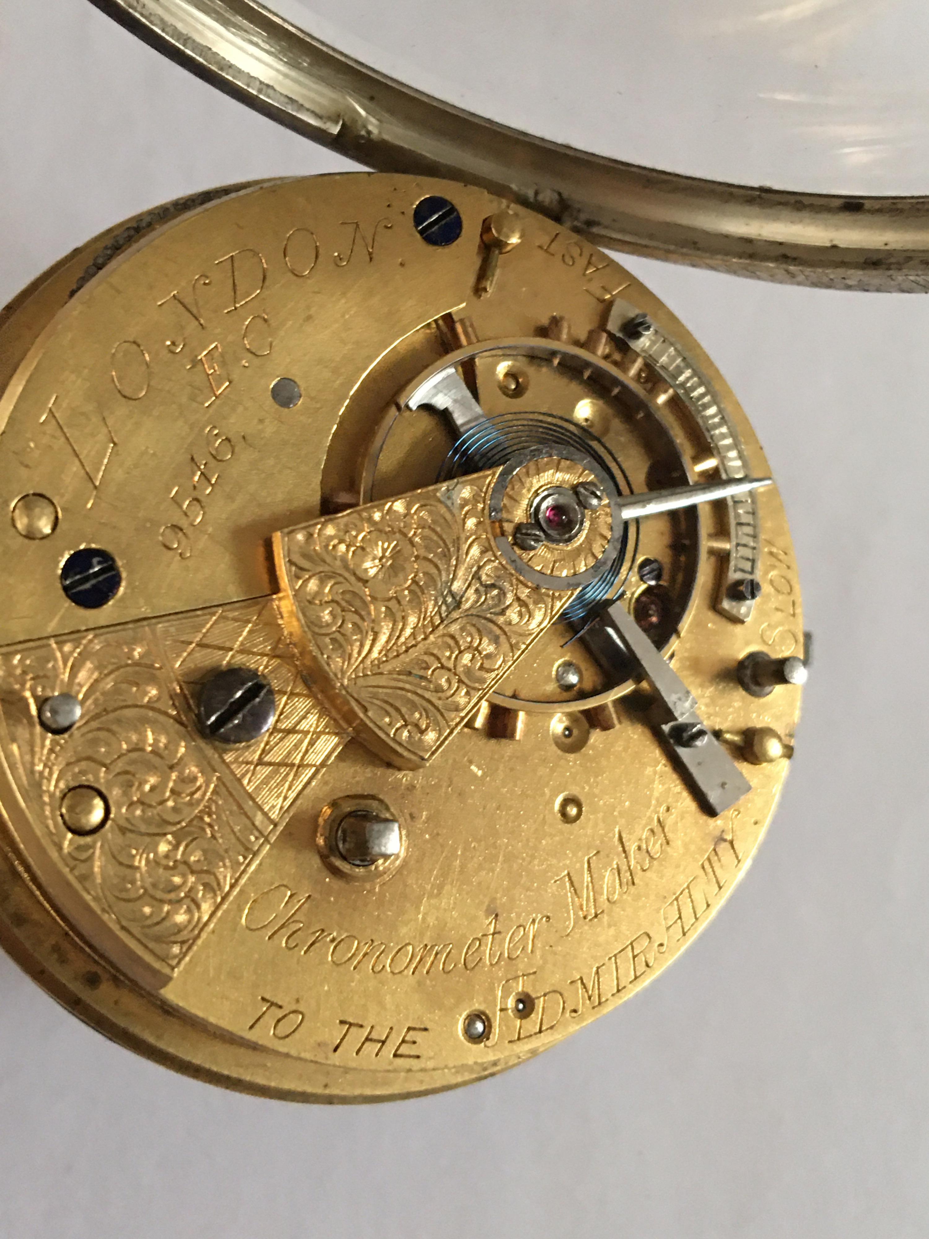 Silver John Forrest London Key-Wind Pocket Watch, circa 1880 1